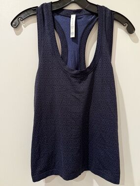 Athleta Women Racerback Tank Top Blue Momentum Seamless Sport Length Tank NWT